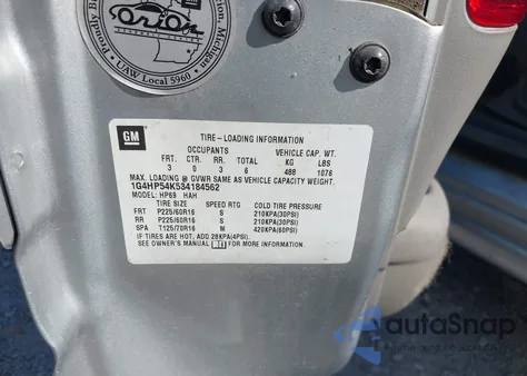 2003 Buick Lesabre Custom z USA, uszkodzony, nr VIN 1G4HP54K534184562